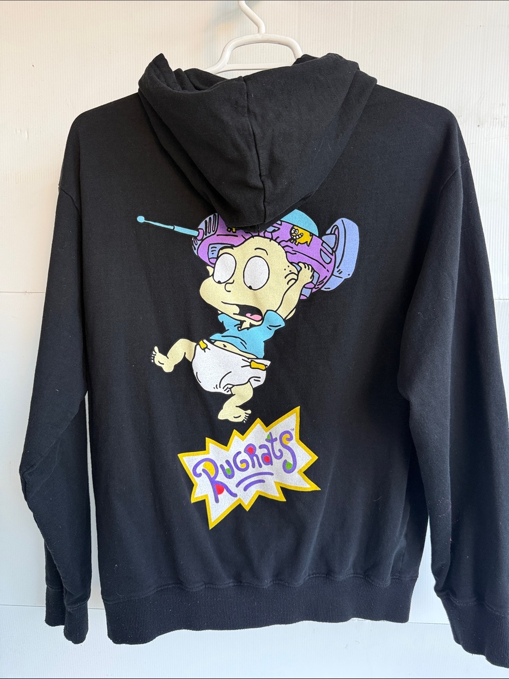 VINTAGE RUGRATS PULLOVER HOODIE SIZE XL CHUCKIE TOMMY NICKELODEON BLACK SPACE